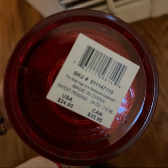 NWT Starbucks red crystal pattern  venti 24oz tumbler cold cup - Picture 6 of 8